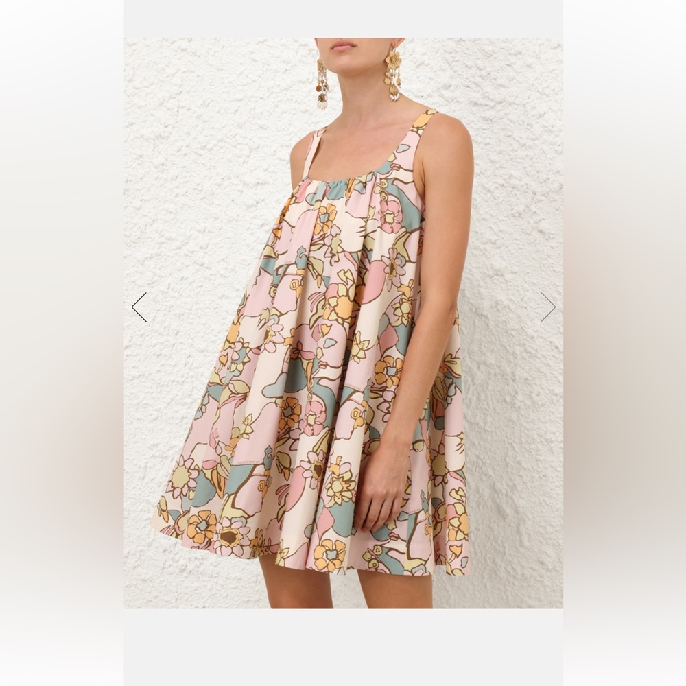 Floral Sleeveless Dress in Pink and Green